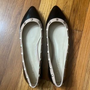 BCBG Black Patent Flats w/ Studs